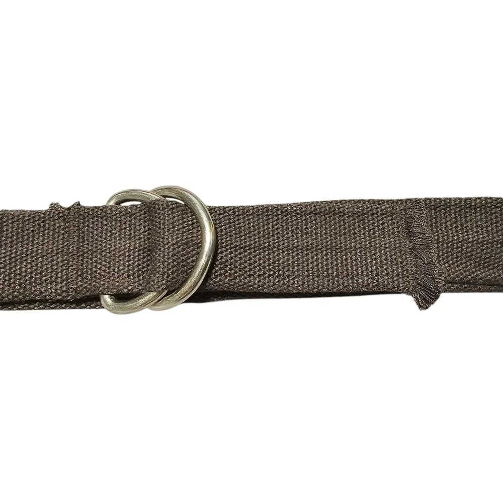 Brown Canvas Woven Belt with D Ring Silver Buckle